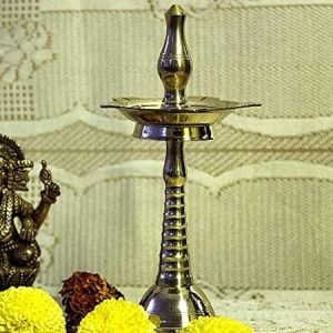 Handcrafted Bronze Oil Lamp 16 Inches