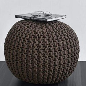 Knitted Brown cotton rope Pouffe