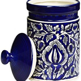 Ceramic Handmade Blue Mughal Martaban Barni (Set of 1)