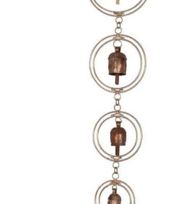 Copper Wall Hanging Double Gold Ring With 5 Bells