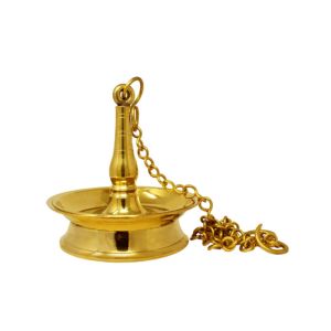 Handcrafted 5 Inches Brass Hanging Oil Lamp with 1 Meter Chain