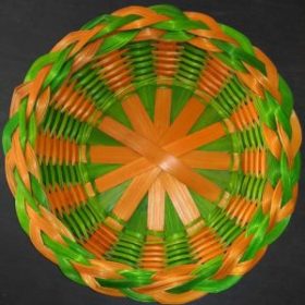 Bamboo Green and Orange Color Basket