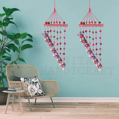Wooden Elephant Wind Chimes wall Hanging