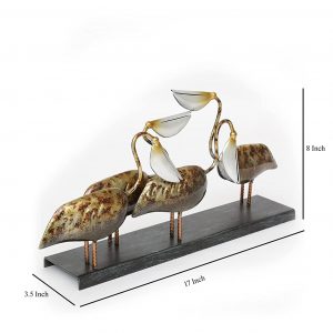 Handmade Iron Pelican Family Figurine Showpiece Table Home Decor