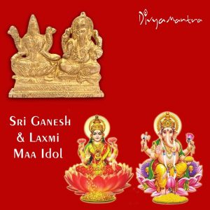 Hindu God Sri Ganesha and Goddess Laxmi Idol Statue