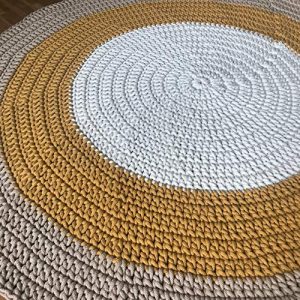 Handcrafted Round 90 cm Designer Circle Mat |Round Jute/Cotton Mat Rug/Jute/Cotton Mat Carpet for Livingroom, Bedroom, Dining Room(27)