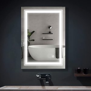 24 X 18 Inch Bathroom LED Mirror Vanity Dimmable Light Memory 3 Light Wall Mounted Makeup Large Front Light Mirror