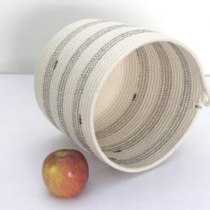 Handcrafted Woven Round Pots Bag Natural Cotton Plant Bag Pot Bags White-Silver) (12×10) (1)