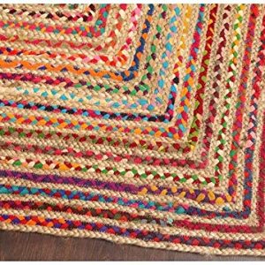 Handcrafted Rectangular Jute Mat |RectangularJute Mat Rug/Jute Mat Carpet for Livingroom, Bedroom, Dining Room (Beige-Multicolour, 4X3 FEET