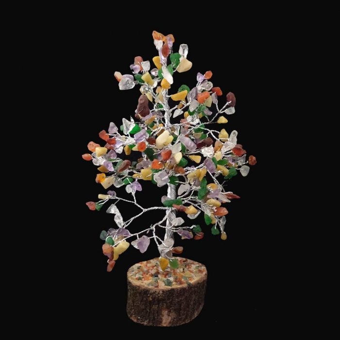 Multicolor Gemstone Crystal Bonsai Fortune Tree for healing