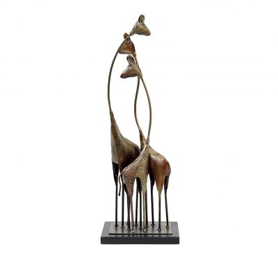 Metal & MDF Multicolour Giraffe Set Figurine Showpiece Home Decor