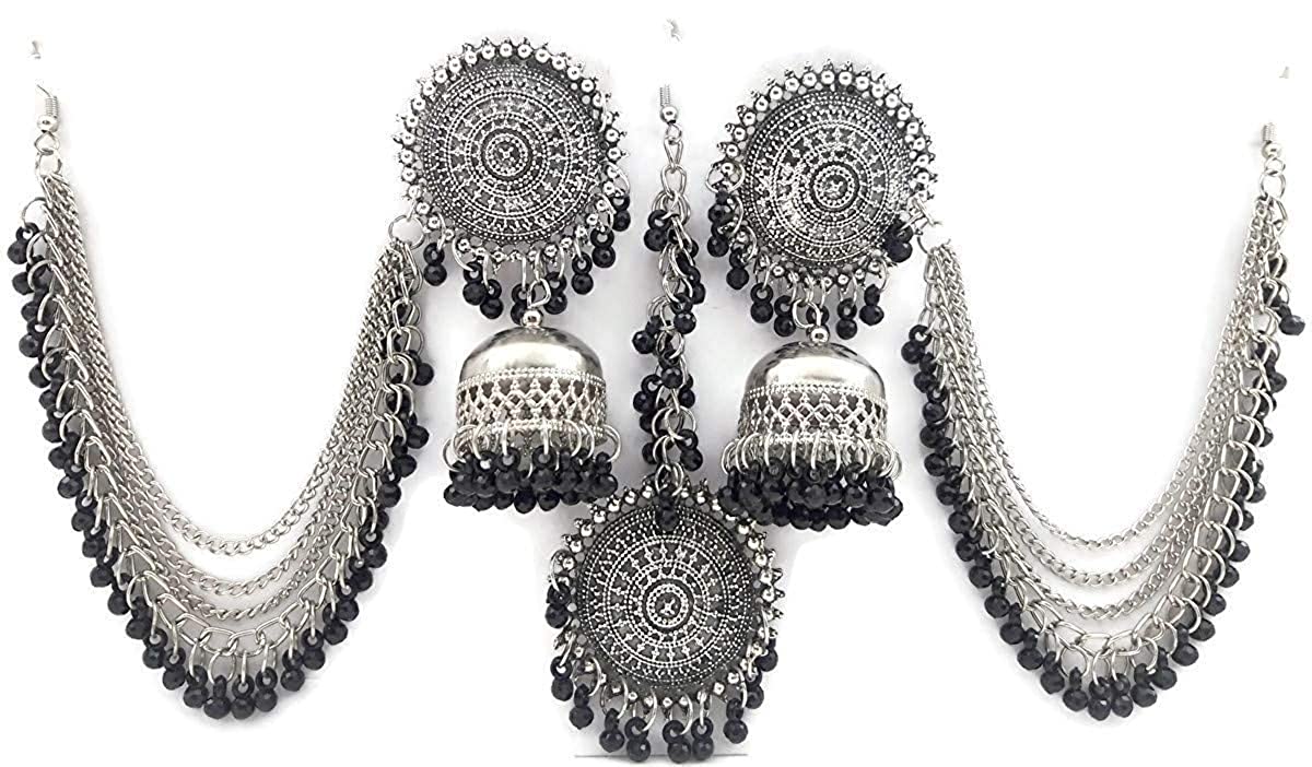 Buy Party Wear Chandbali Design Peach Earrings With Maang Tikka Online From  Wholesale Salwar