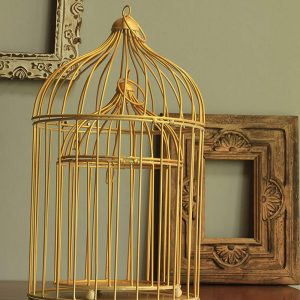 Metal Bird Cage With Floral Vine, Pack of 2