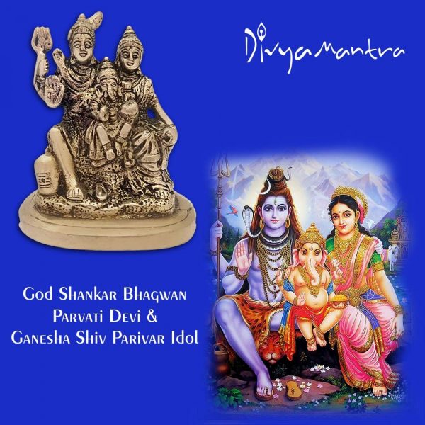Hindu God Shankar Bhagwan Parvati Devi and Ganesha Shiv Parivar Idol Sculpture Statue