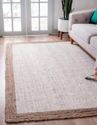 Handcrafted Rectangular Jute Mat |RectangularJute Mat Rug/Jute Mat Carpet for Livingroom, Bedroom, Dining Room (Warm White, 4X3 FEET)