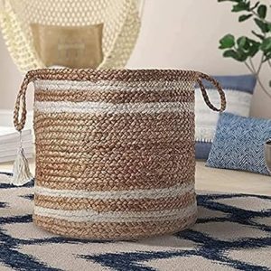 Handcrafted Jute Storage Basket With Handle