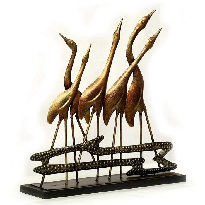 Handmade Metal & MDF Flamingo Set Figurine Gifting Table Decor Showpiece