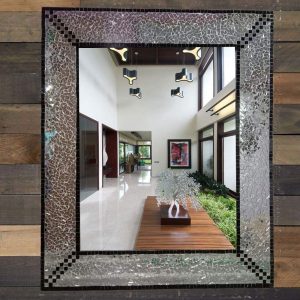 Decorative Wall Mounted Wood Glass Modern Art Hanging Sculpture Mirror (76 x 63 x 2 cm)