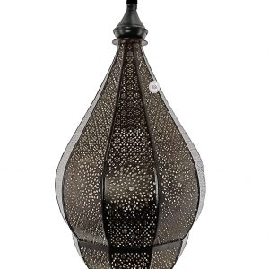 Moorish Moroccan Hanging Pendant Lamp (Black with Inside Gold) (46 x 22 x 22 cm)