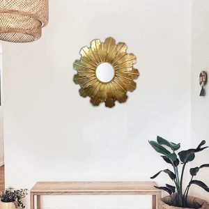 Metal Decorative Wall Mirror for Home Decor (27 x 27 inch, Gold)
