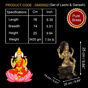 Laxmi Ganesh Idol Set for Home Puja Room Decor Pooja Mandir Decoration Items Living Room Set of 2 Showpiece
