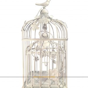 Metal Square Bird Cage Design Tealight Candle Holder, Pack of 2