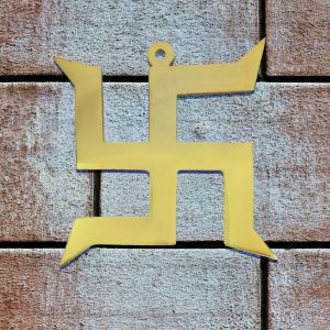 Lucky Symbol Swastik Pure Brass Wall Hanging for Vastu and Good Luck -Set of 2
