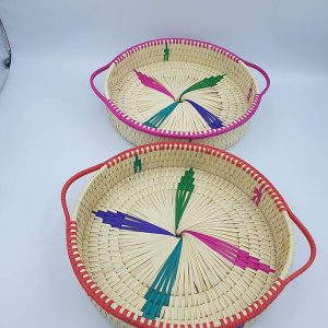 Hand Woven Premium Palm Leaf WhiteTray – Set of 2