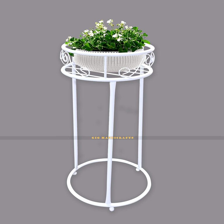Decorative Metal Planter Stand Without Pot (White)