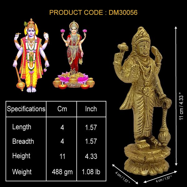 Brass Vishnu Laxmi Murti Idol for Home Decor and Gifting
