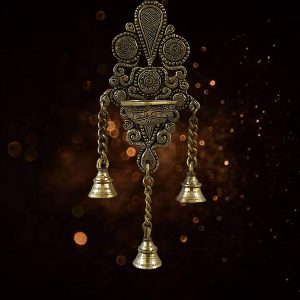 Oil Lamp Pooja Diya Brass Light Puja Decorations Mandir Decoration Diyas Wall Hanging 3 Bells