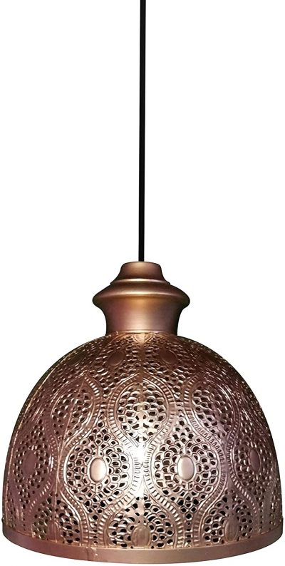7W Hanging Lamp With E-27 Socket, Copper, Round