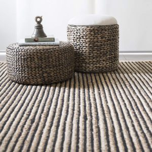 Handcrafted Rectangular Jute Mat |RectangularJute Mat Rug/Jute Mat Carpet for Livingroom, Bedroom, Dining Room (Beige-Black,  6X4 FEET)