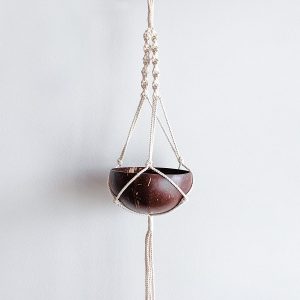 Coconut Shell Hanging Planter for Small Plants & Succulents ( Coconut Planter + Macrame Hanger )