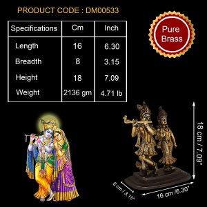 Radha Krishna Brass Idol for Gifting and Home Decor