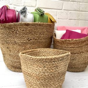 Handcrafted Woven Round Floral Pots Bag Natural Jute & Cotton Plant Bag Pot Bags