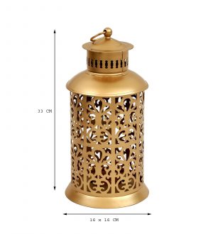 Gold Iron Utsav Lantern T-Lights Candle Holder
