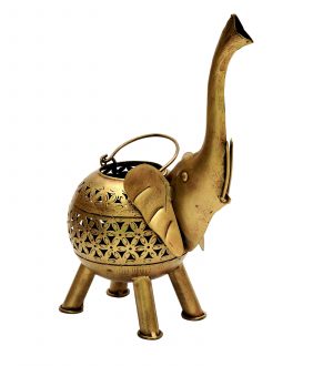 Gold Iron Ekaja Ele T-Lights Candle Holder for Home Decor and Gifting