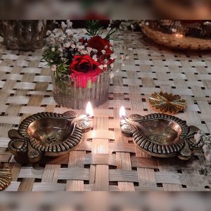Laxmi Brass Diya Indian Diwali Oil Lamp Pooja Light Puja Decorations Set of 10 Pieces