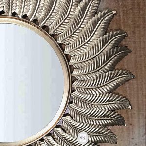 Leaf Designed Wall Mirror (Gold) (Medium)