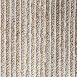 Handcrafted Rectangular Jute Mat |RectangularJute Mat Rug/Jute Mat Carpet for Livingroom, Bedroom, Dining Room (White-LINE,  6X4 FEET)