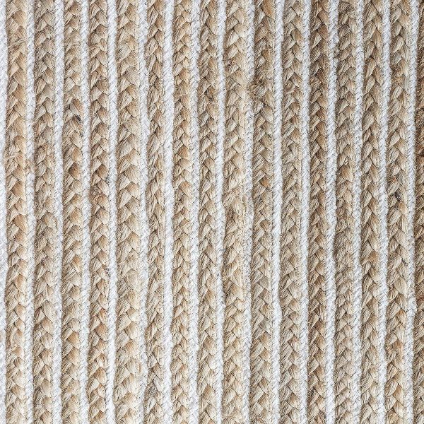 Handcrafted Rectangular Jute Mat |RectangularJute Mat Rug/Jute Mat Carpet for Livingroom, Bedroom, Dining Room (White-LINE,  6X4 FEET)