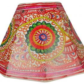 Hand Painted Multicorlored Floral Leather Lamp Shade 5 Inches