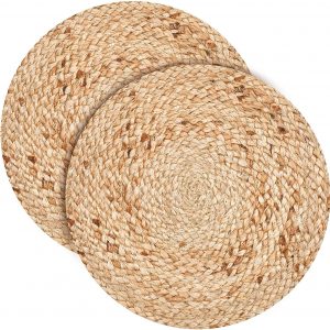 Set of 4 Braided Jute Placemats, 25 cm Round, 4 Piece Set, Best for Bed-Side Table/Center Table, Dining Table/Shelves, Natural Beige (4 Piece)(Beige)