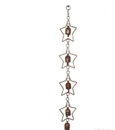 Copper Wall Hanging Stars Design with 5 Bells
