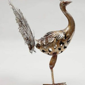 Multicolour Iron Amaya Peacock Bird Figurine Table Decor and Gifting 49.8 X 18.3 X 57.9 cm