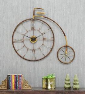Cycle Wheel Clock in Golden