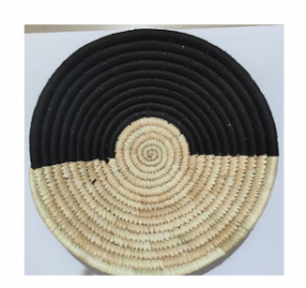 Handcrafted Black and White  Sabai Grass Wall Plate 12 inches