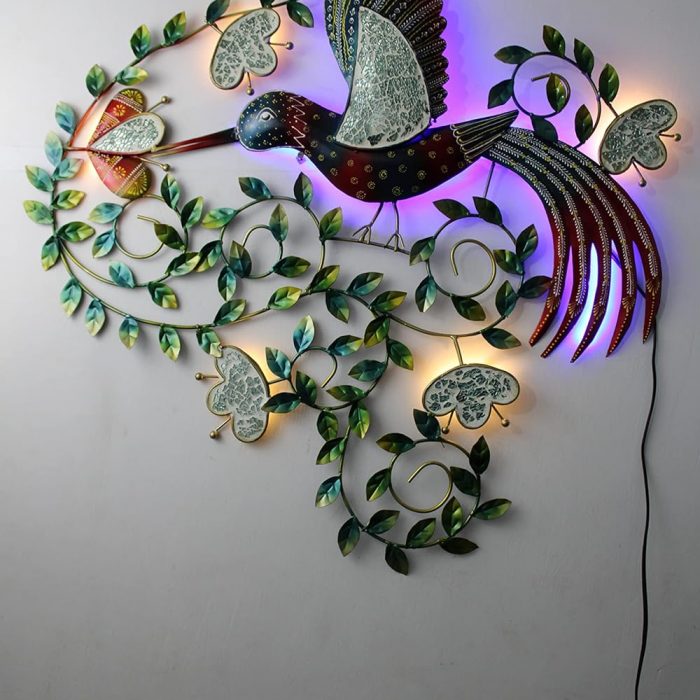 Metal Bird with Led for Wall Decor