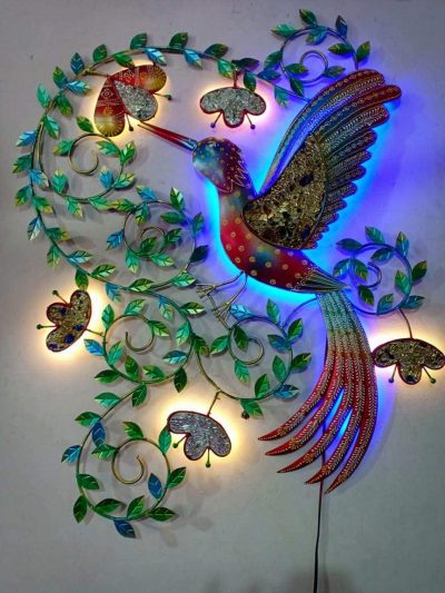 Metal Bird with Led for Wall Decor
